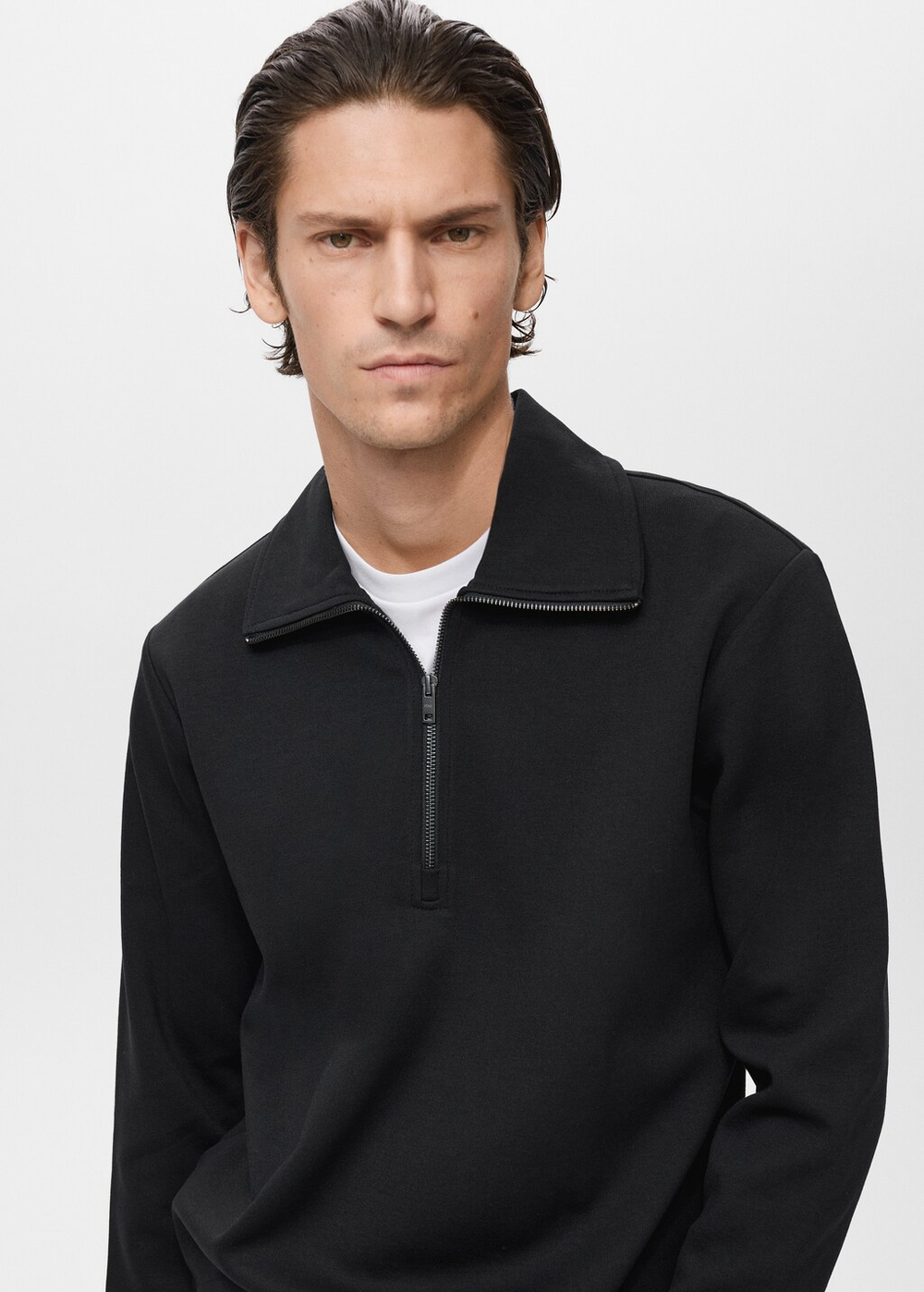 Толстовка из хлопка с воротником на молнии