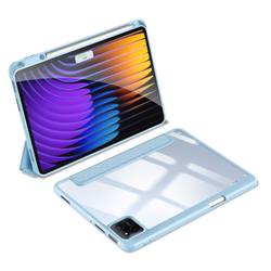Чехол книжка синего цвета от Dux Ducis для Xiaomi Pad 7 и 7 Pro, серия Toby Series Case, с функцией пробуждения и сна