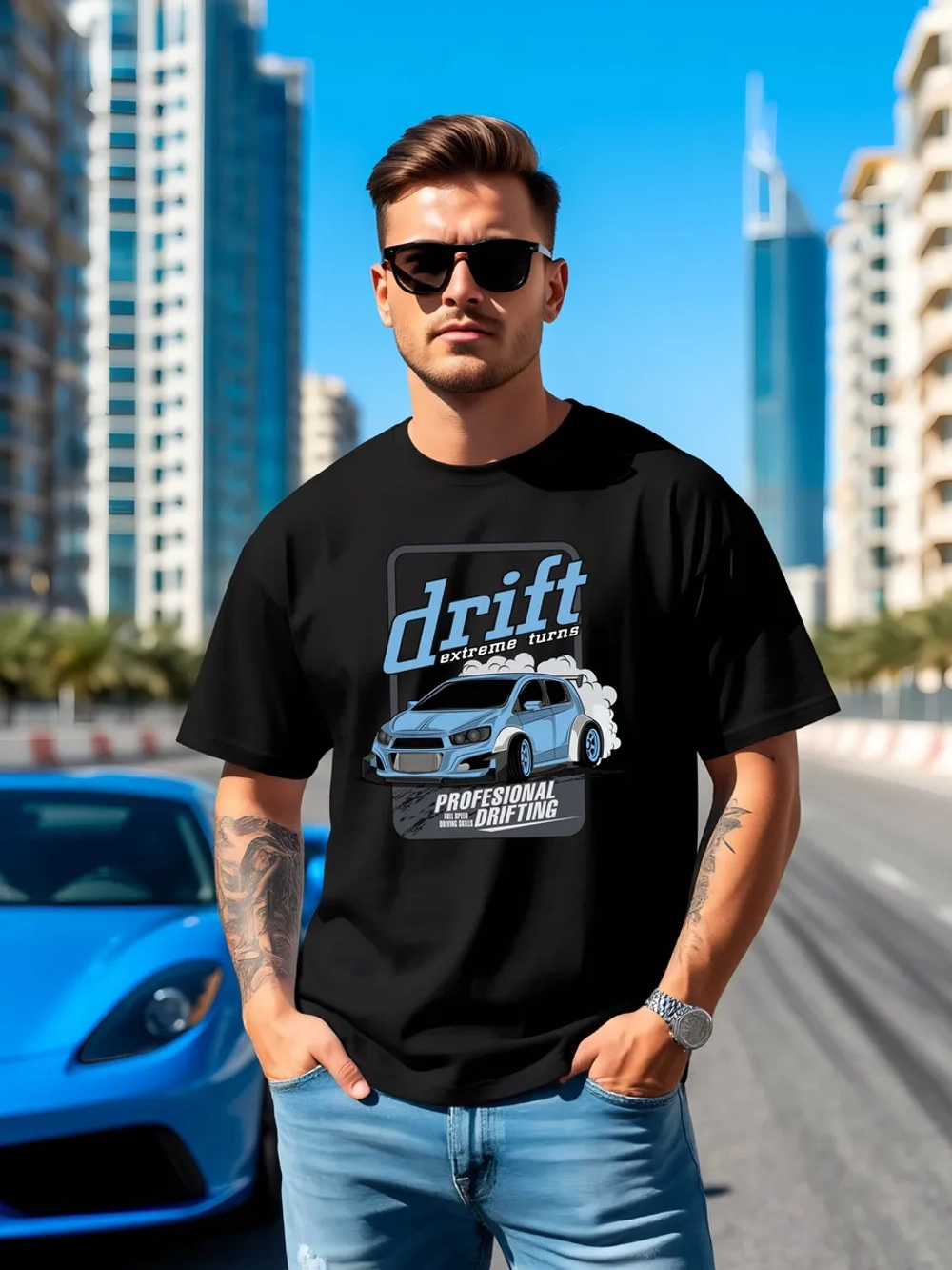 Футболка мужская y2k с принтом машиной