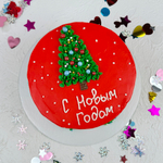 Бенто торт на Новый год с елочкой «С Новым годом»