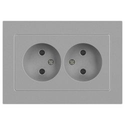 Розетка Intro Accent 6-204-03 2х2P, 16А-250В, IP20, СУ, AL/CU, алюминий | Intro
