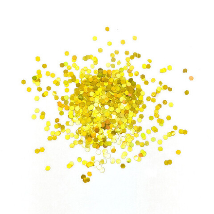 Конфетти Глиттер Блестки Шестиугольник, Лазерный Золотой, 0,25 см, 100 г