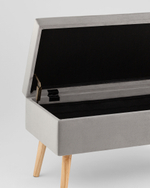 Банкетка Сторми с ящиком, велюр серый