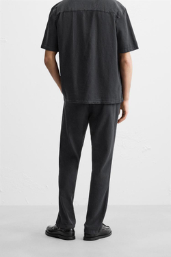 ZARA БРЮКИ ИЗ ХЛОПКА И ЛЬНА, УГОЛЬНЫЙ