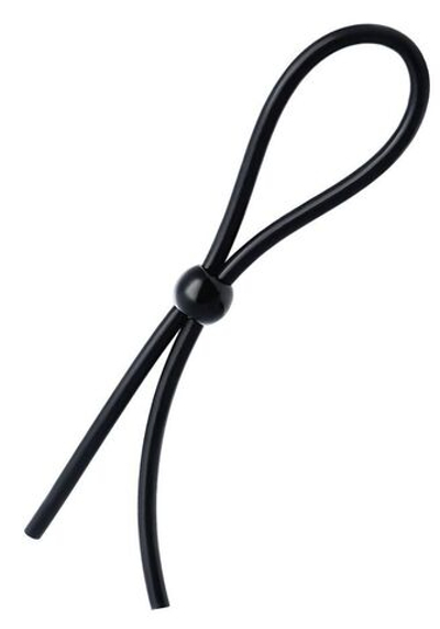 Черное лассо на пенис с одной бусиной (Цвет: черный)