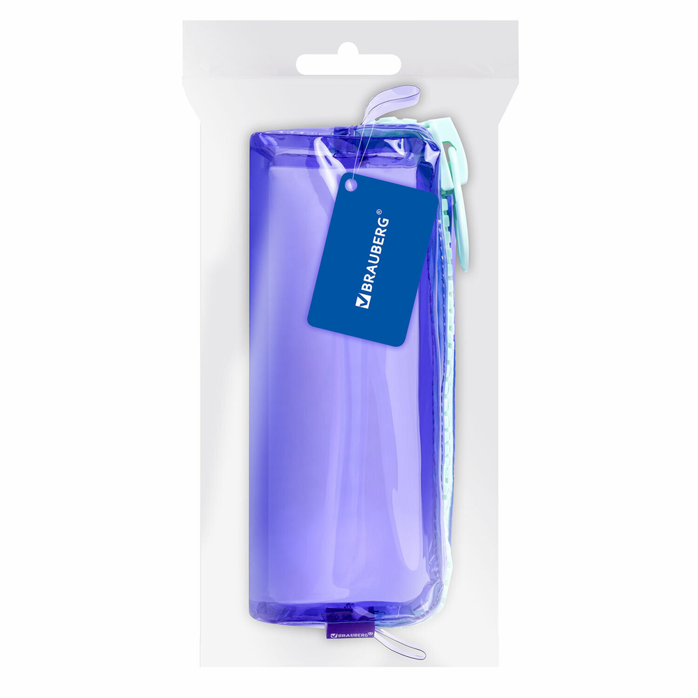 Пенал BRAUBERG с объемной "тракторной" молнией 1 отделение ПВХ 22х8х6 5 см "Contrast mint" (2 штуки в упаковке)
