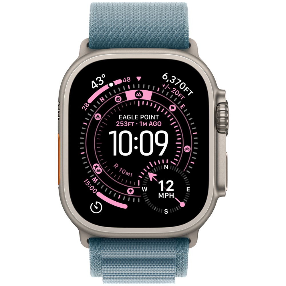 Apple Watch Ultra 3 GPS + Cellular 49mm Natural Titanium Case with Light Blue Alpine Loop - Medium,Model A3281
