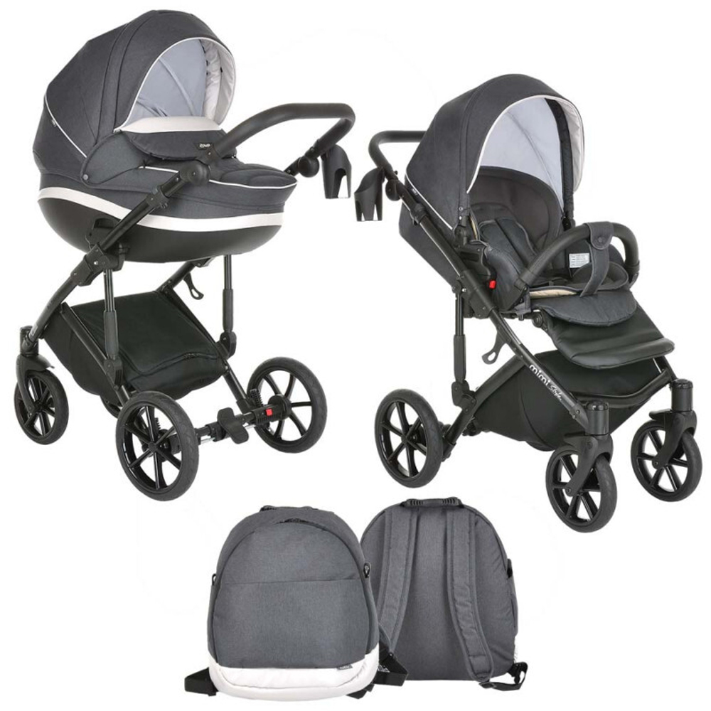 Коляска Tutis Mimi Style 2 в 1 New 2024 №042 Black Marble (Темный серый)