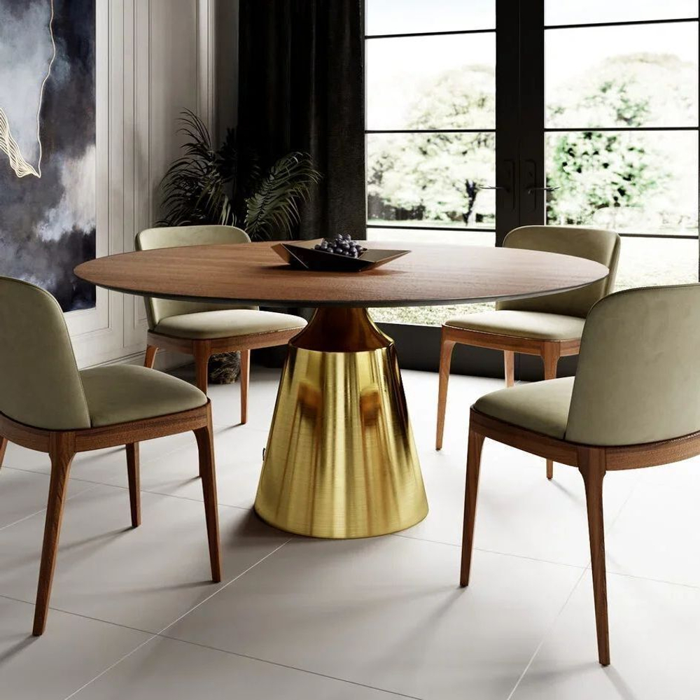 Стол круглый Lucas 120, шпон / опора золото