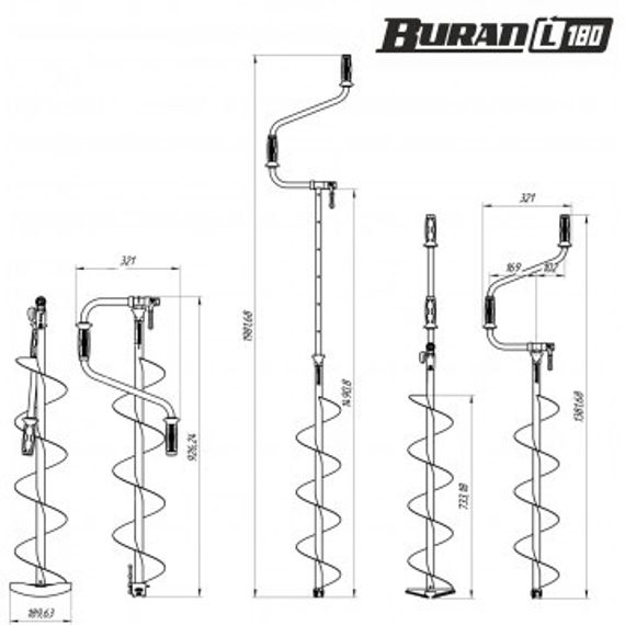 Ледобур BURAN 180L левое вращение, цельнотянутый шнек (LB-180L) Тонар