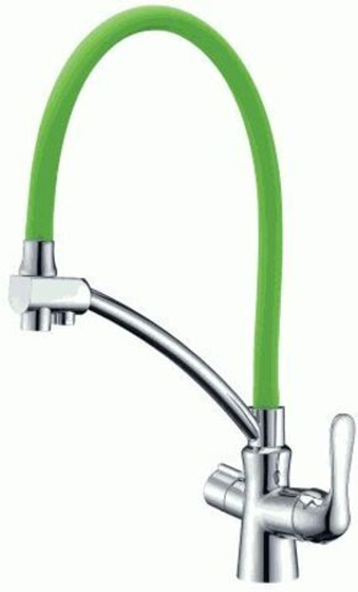 смеситель кухня LEMARK Comfort картридж 35мм, с гибким изл., с подключением фильтра LM3070C-Green