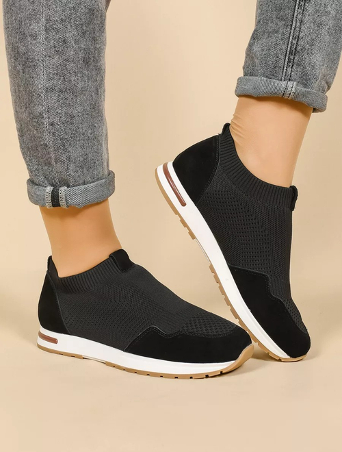 Кроссовки нат. замша/текстиль (36-41)р. / шт. HL-143-BLACK