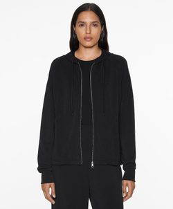 Oysho Куртка широкого прямого кроя с капюшоном из ткани с модалом, черный