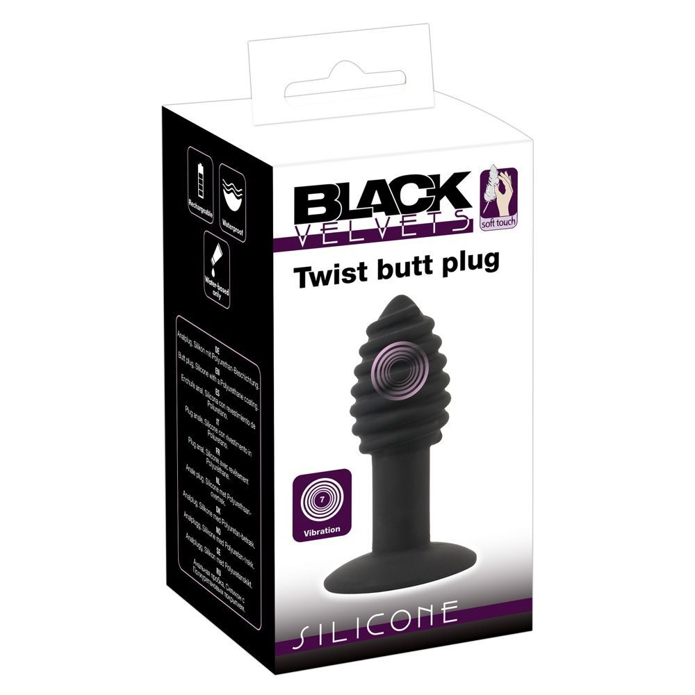 Черная анальная вибропробка Twist Butt Plug - 10,7 см. (Цвет: черный)