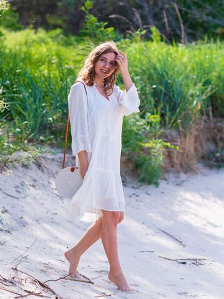 Бохо платье короткое белое