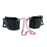 Кожаные манжеты с соединительной цепью French Cuffs (Цвет: черный с золотым)