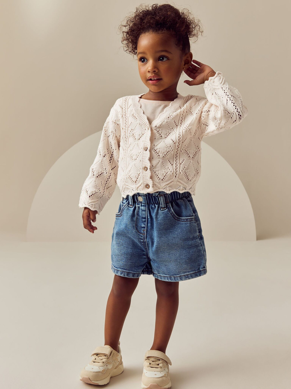 Кардиган вязаный для девочки Next E25-148, Кремовый