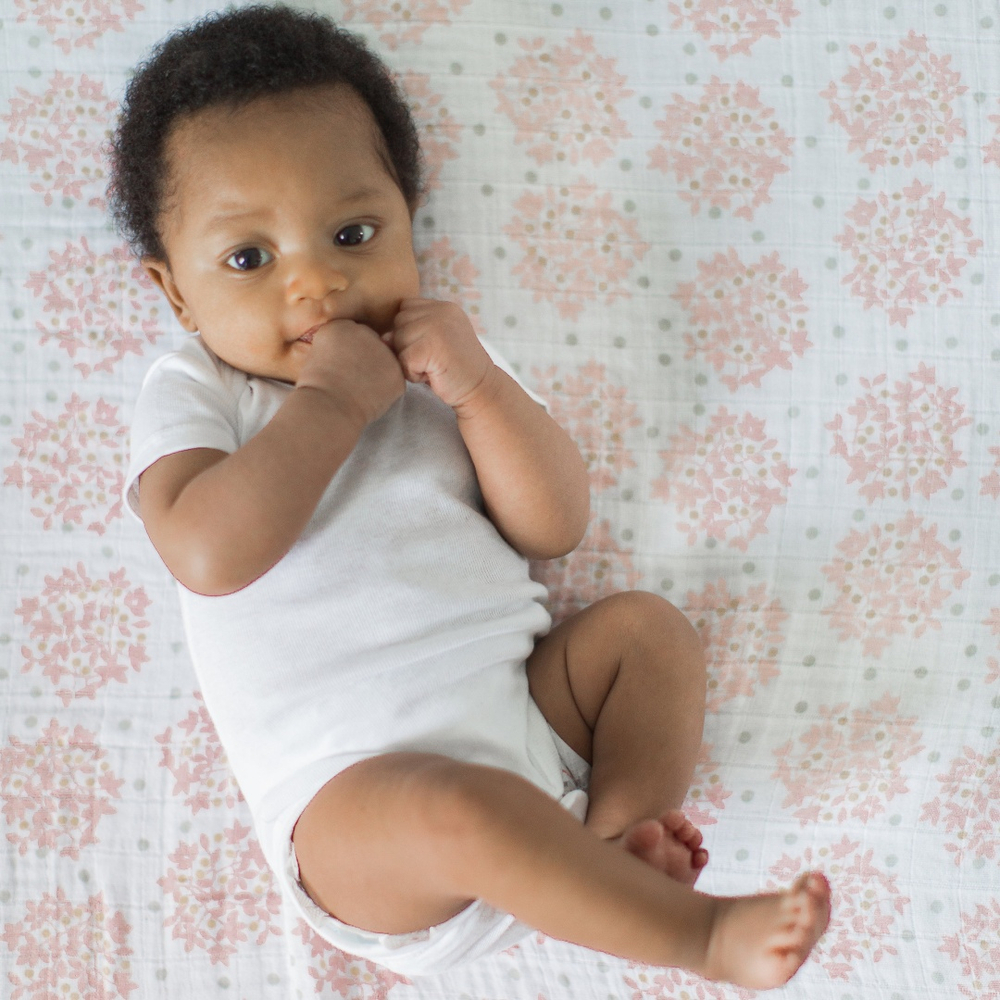 SwaddleDesigns SDM-181P Набор пеленок муслин 3 шт. - Heavenly Floral Pinks with Touch of Gold Shimmer