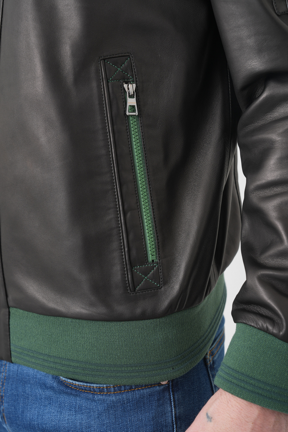 KHIMEONE Мужская кожаная демисезонная куртка (натуральная кожа, овчина)