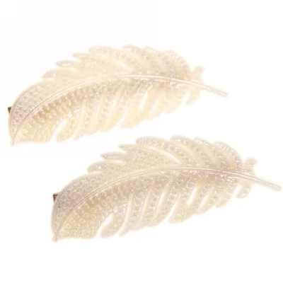 Зажимы для волос 2шт «KRASA - Aks», перышко, цвет белый, 8*2,5см