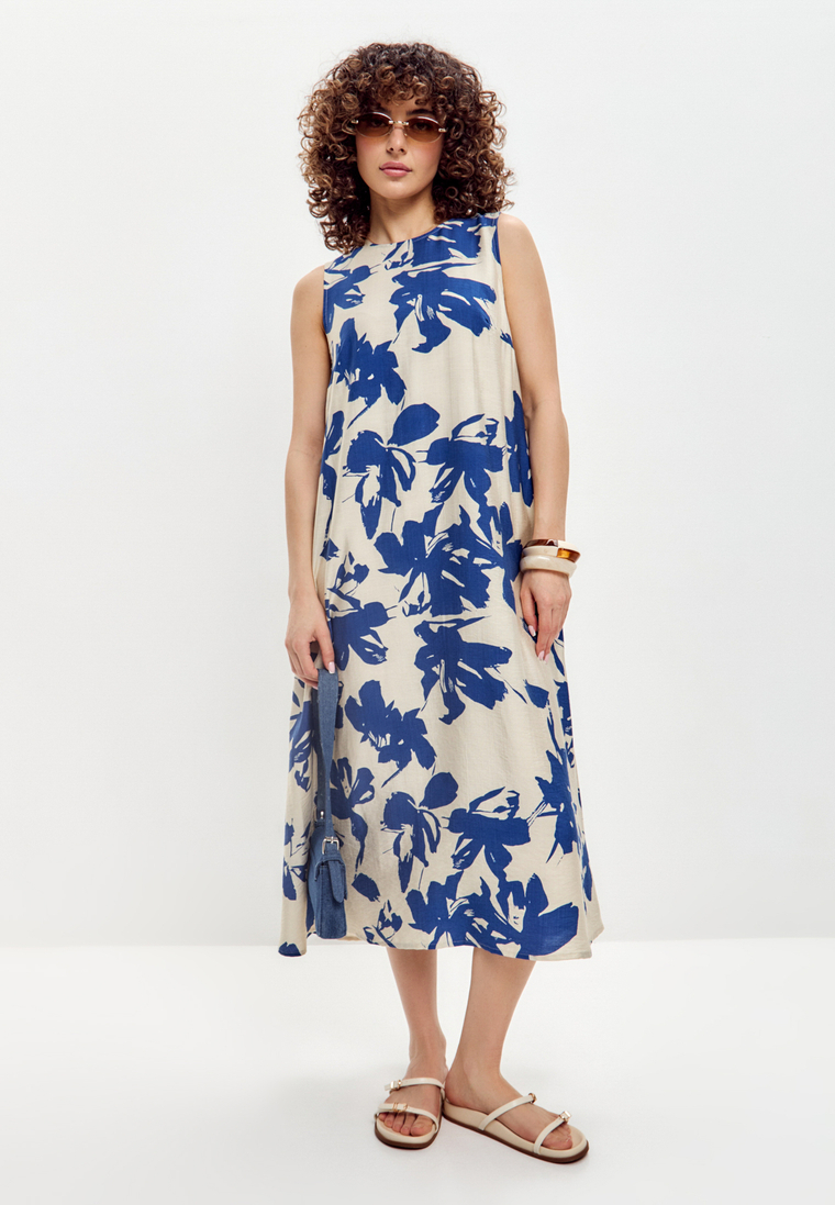 Платье миди с принтом
