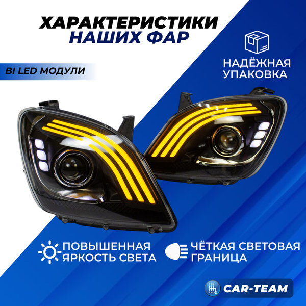 Фары Газель Next передние с Bi LED модулями с ДХО и плавающими поворотниками (ver 2.0), черная маска (YT-NE-001-5AL/YT-NE-5AR)
