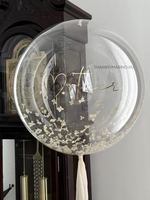 Композиция «Нежная признательность»: шар‑баблс с гортензией и фонтаном из сердец