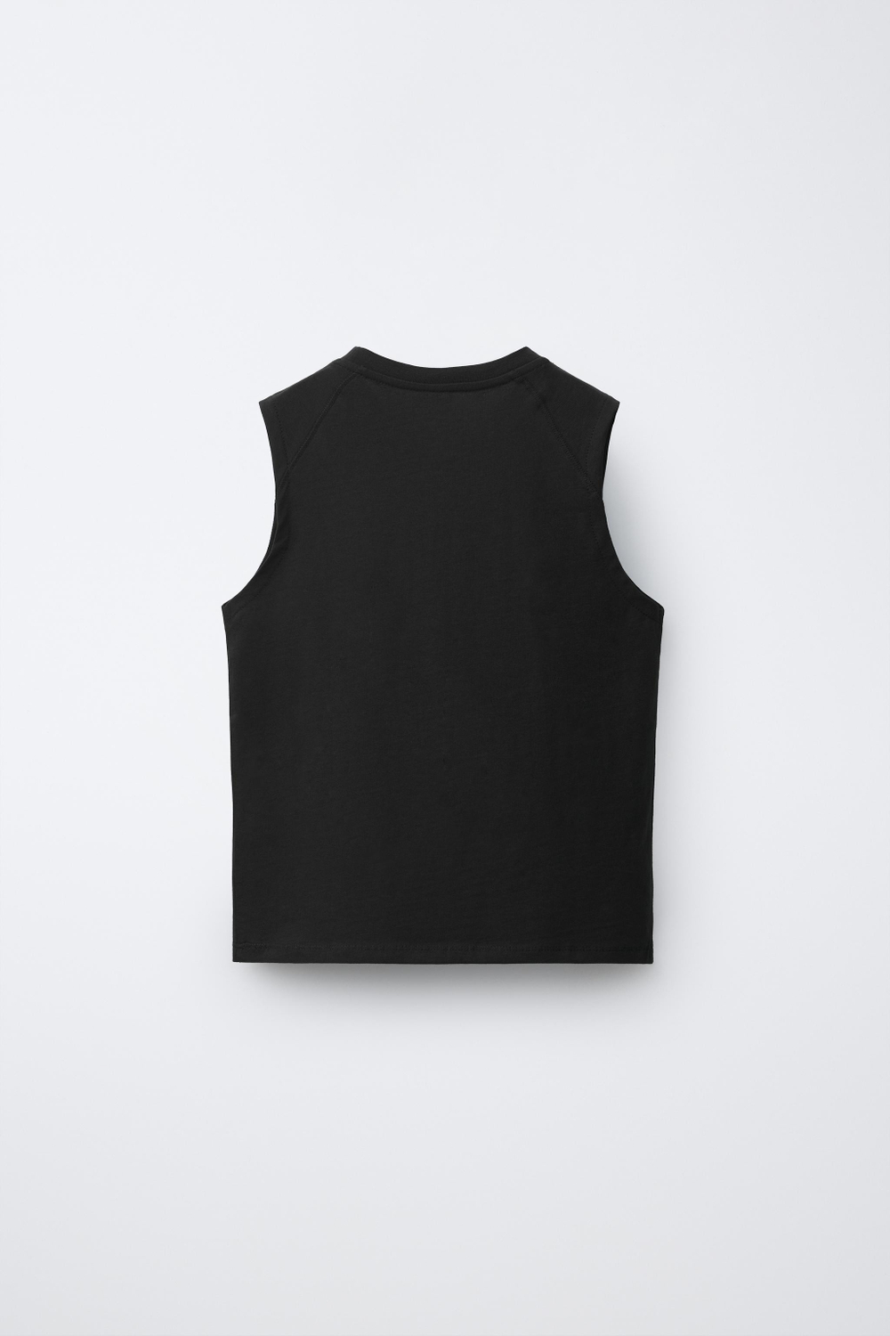 ZARA ОДНОТОННАЯ ФУТБОЛКА БЕЗ РУКАВОВ, ЧЕРНЫЙ