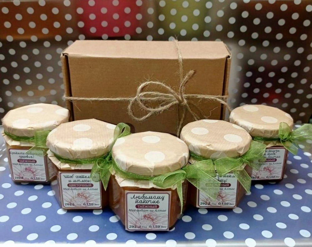 Набор меда Алтайского края 5 сортов по 150 гр. Подарок папе.