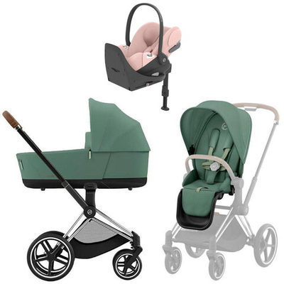 Коляска Cybex Priam IV Chrome Brown complete Cloud T Peach Pink Plus Base T 4 в 1 Leaf Green
