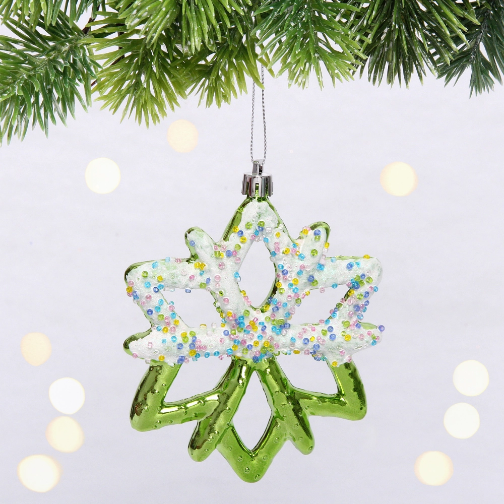 Елочная игрушка «Зимняя снежинка» 10*1*12 см, зеленый
