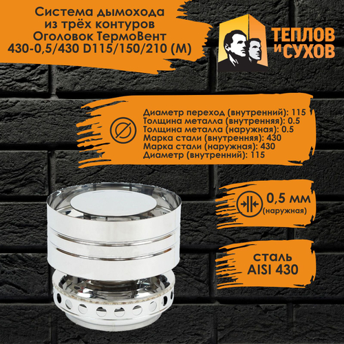 Оголовок ТермоВент 115/150/210 (М) ст.430-0,5/430 Теплов и Сухов