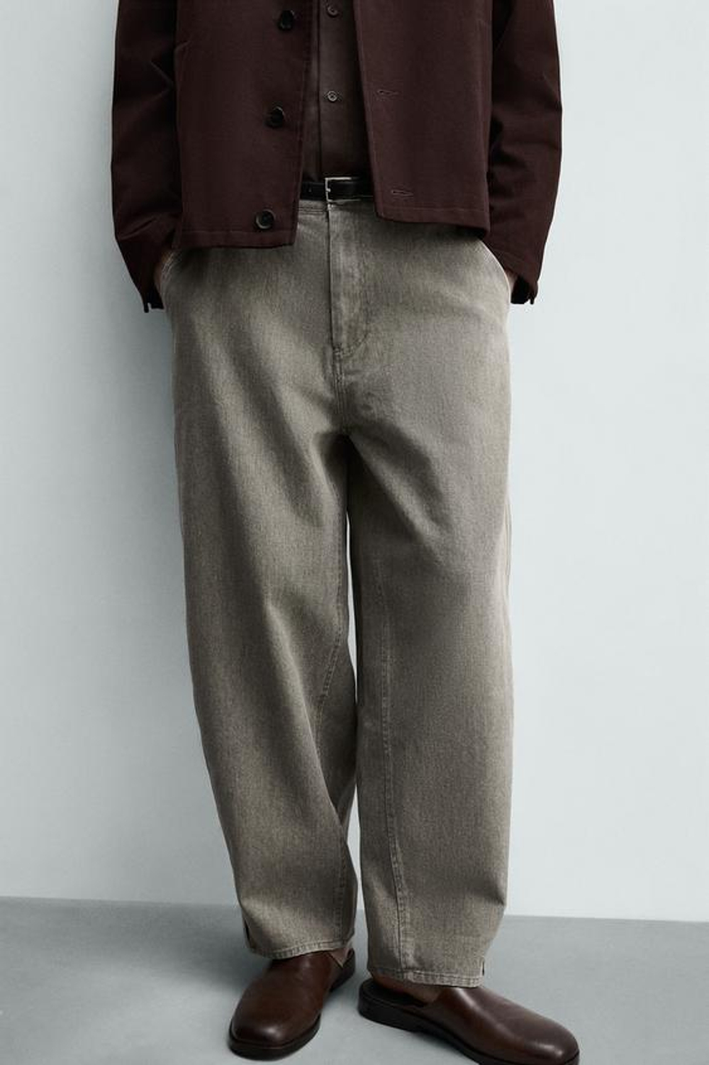 ZARA БРЮКИ BALLOON FIT, СЕРЫЙ/СИНИЙ