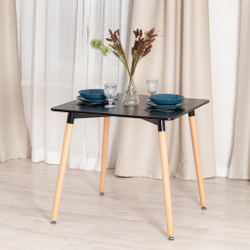 Стол JOHN (mod. T1003) МДФ/дерево, 80 х 80 х 75 см , Black (черный)/ Natural (натуральный)