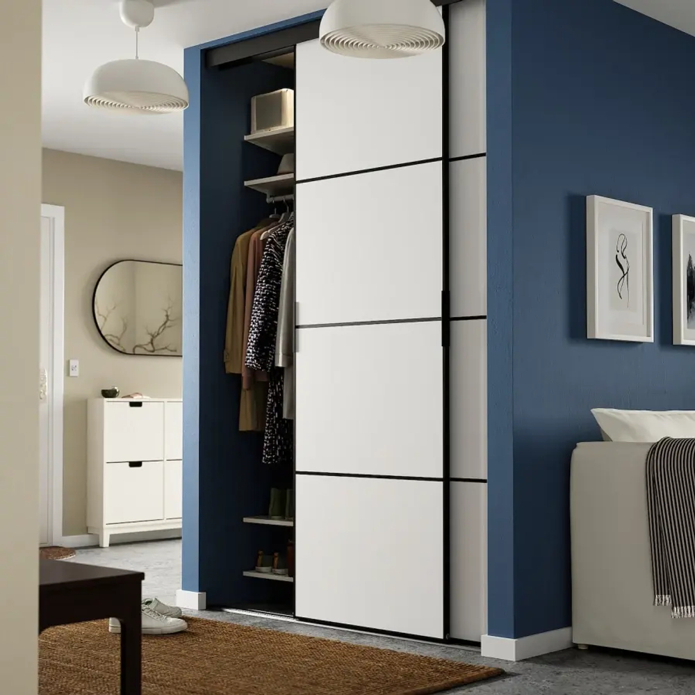 Комбинация раздвижных дверей - SKYTTA/MEHAMN IKEA/ СКЮТТА/МЕХАМН ИКЕА, 240х152 см, белый