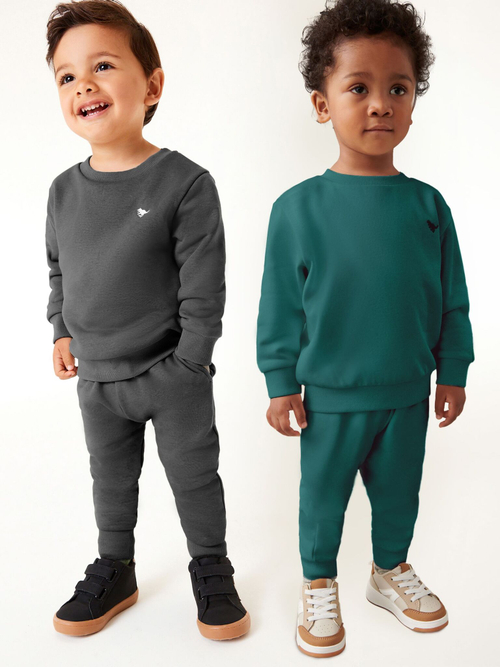 Толстовка и джоггеры в комплекте для мальчика Next B51-083, 2 шт., Серый, Темно-зеленый
