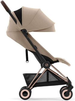 Коляска Cybex Coya Rosegold Frame Cloud G i-Size Magic Black 2 в 1 Cozy Beige с дождевиком и бампером