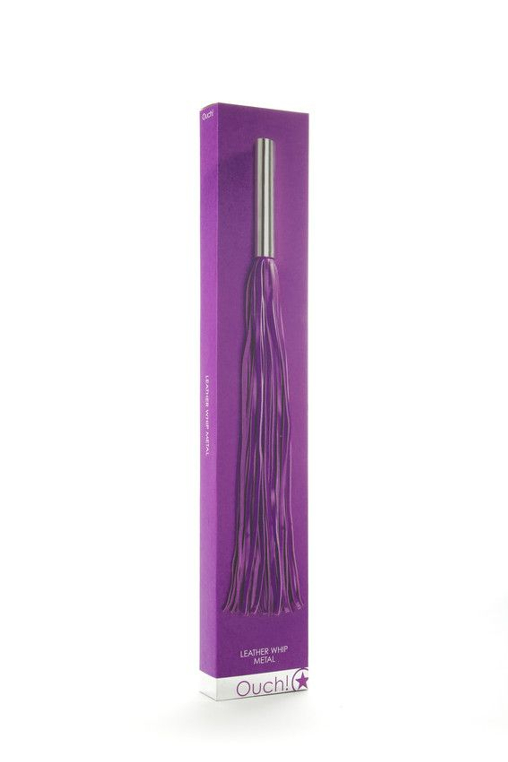 Фиолетовая плётка Leather Whip Metal Long - 49,5 см. (Цвет: фиолетовый)