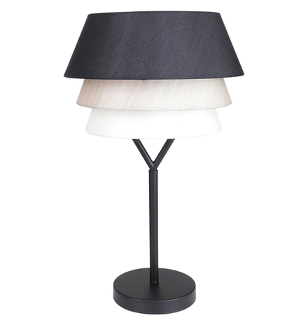 Настольный светильник 1x60Вт Е27, металл/ткань, черный, плафон черный/бежевый/белый