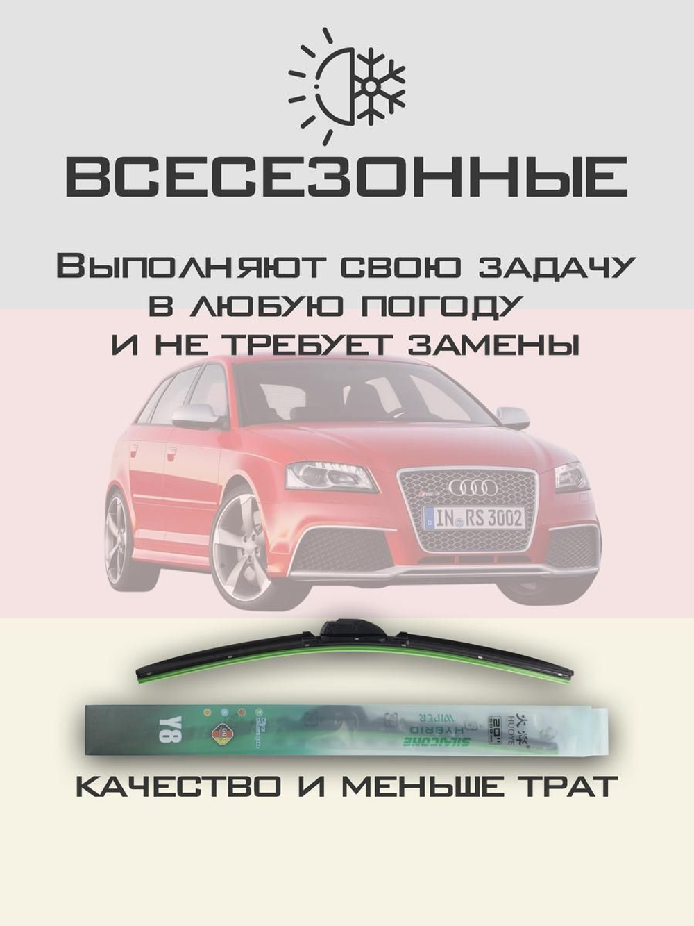 Щетки стеклоочистителя HUOYE Y8 600/475 мм на Audi RS3 | Pinch tab