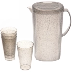 Кувшин пластиковый 1,8л «ЭкоЛайф» в наборе с 4-мя стаканами 250мл 10*12,5*23см