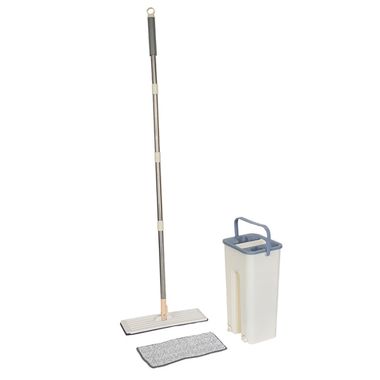 Швабра c разборной ручкой в комплекте с ведром для отжима и сменной тряпкой(L-1200мм,325х110мм,цвет белый) объем-9л. WMC TOOLS WMC-12(white)