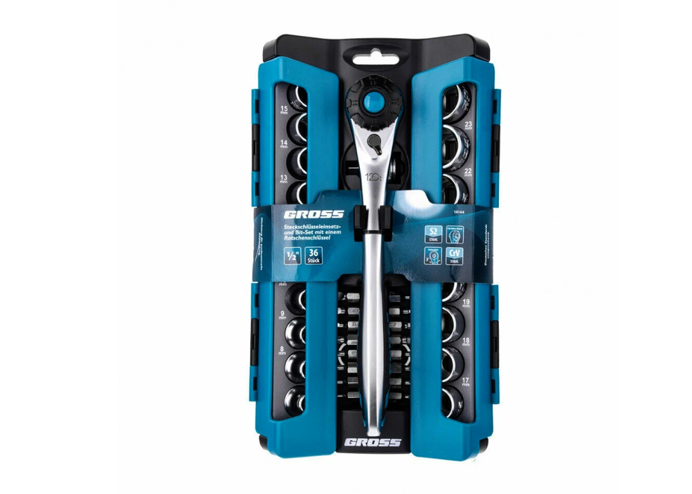Слесарно-монтажный Gross 14144, 36 предм., черный/синий