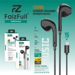 Гарнитура FaizFull FN30, вкладыши, разъем Type-C, кабель 1.2 м