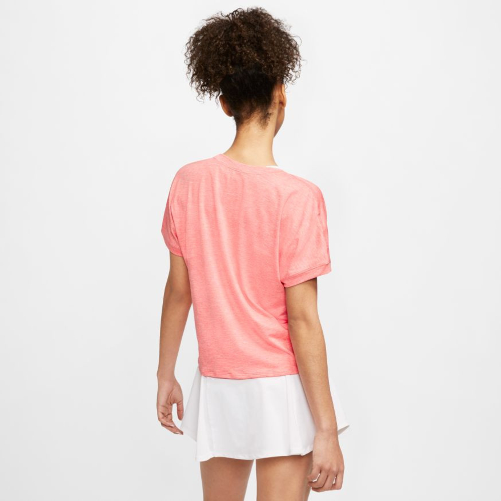 Женская футболка теннисная Nike Court Dry Elevated Essential Top - sunblush/white