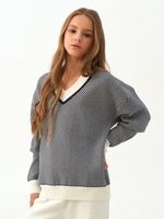 Джемпер для девочки 954 синий-молочный