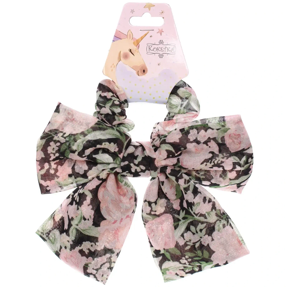 Резинка для волос «ПЕРСЕЯ», пионы, микс 4 цвета, d-8,5см (подвес Кокетка Единорог)