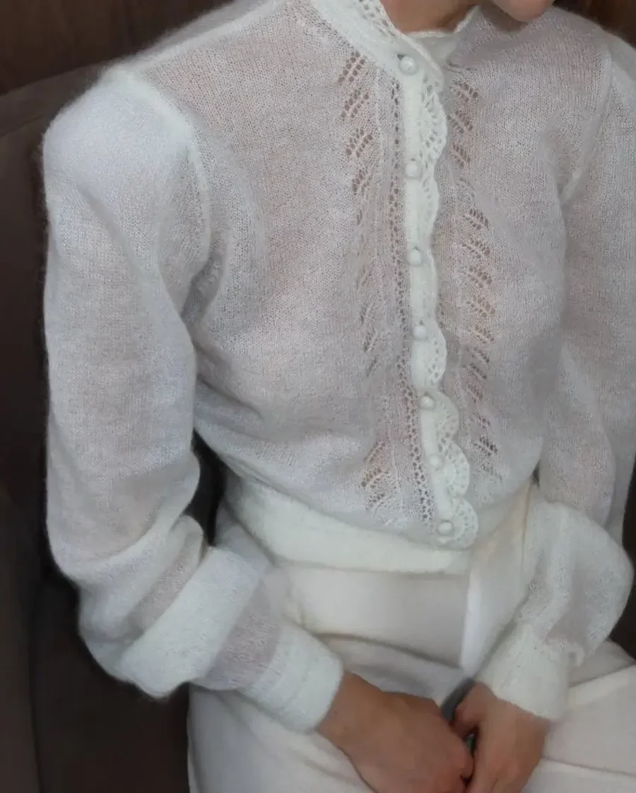 Ажурный кардиган EVA, Молочный