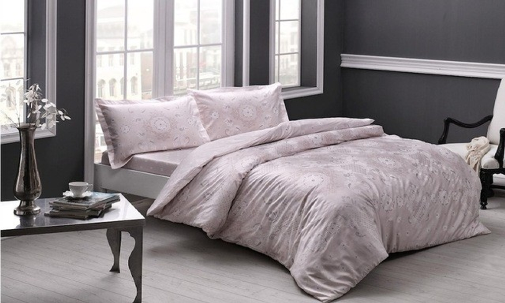 Комплект постельного белья ТАЧ Сатин 1-спальный "LUCCA" V52-Пудровый