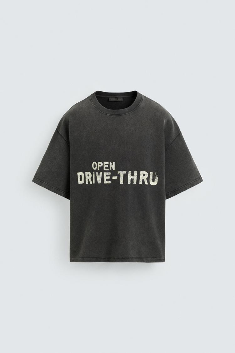 ZARA ТОЛСТОВКА С ПРИНТОМ И ЭФФЕКТОМ ПОТЕРТОСТИ, ТЕМНЫЙ АНТРАЦИТ